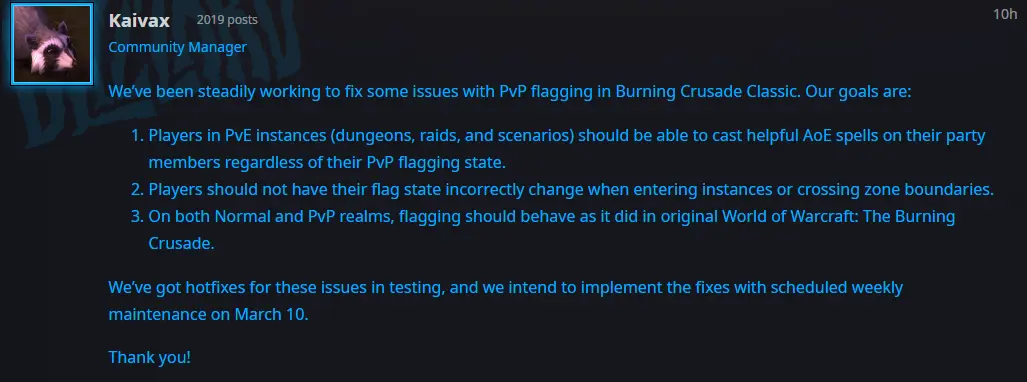 wow tbc anniversary PvP Flagging Bugfixes Incoming